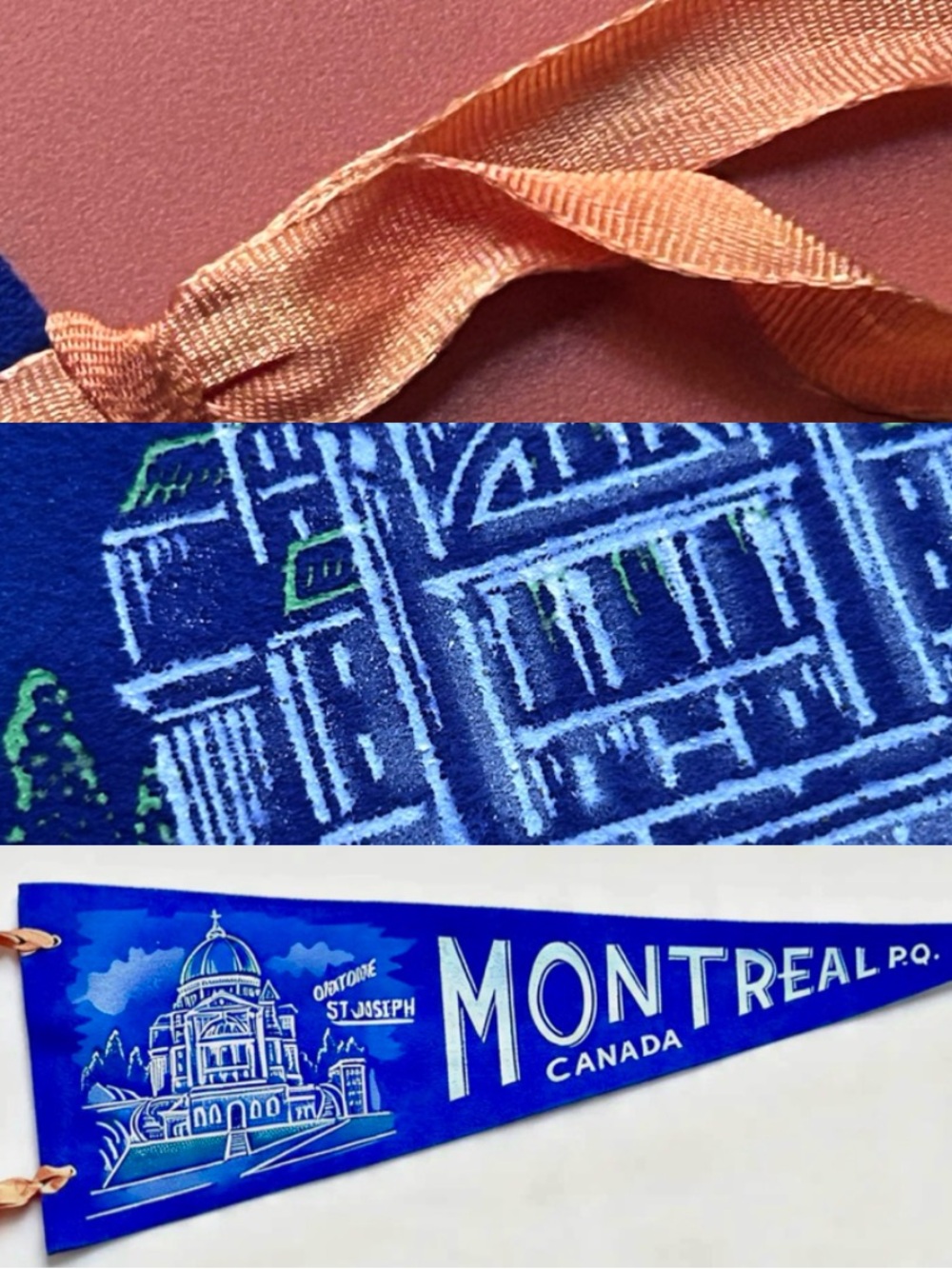 ✨ Rare VTG Montreal Canada Pennant - Deadstock FeltSaint Joseph Oratory souvenir